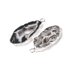 天然ジオード瑪瑙のペンダント  真鍮パーツ  ナゲット  銀色のメッキ  38~65x18~40x5~6mm  穴：5x7mm&nbsp;G-G950-02P