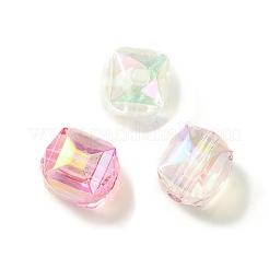 UVメッキレインボー虹色アクリルビーズ  四角形  ミックスカラー  11.5x10.5x10mm  穴：2.5mm&nbsp;OACR-K003-006