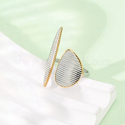 304 Stainless Steel Open Cuff Rings for Women&nbsp;RJEW-K321-02GP
