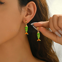 Fish Brass Enamel Dangle Stud Earrings&nbsp;ZL5272
