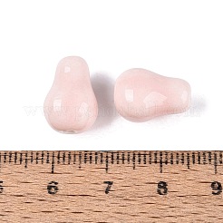手作りの陶器ビーズ  梨  光沢釉の磁器  ミスティローズ  14x9~10x9~10mm  穴：2mm&nbsp;PORC-Q008-05D
