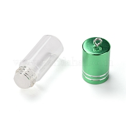 透明ガラス香水瓶ペンダント  真鍮製スクリューキャップボトル付き  グリーン  53x15.5mm  穴：2mm  容量：3ml（0.10fl.oz）&nbsp;GGLA-B001-01D