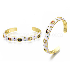 Colorful Cubic Zirconia Flat Cuff Bangle&nbsp;BJEW-N014-002-NF