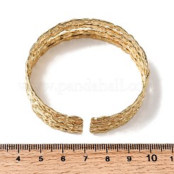 槌目加工の304ステンレススチール製カフバングル  女性用マルチ連バングル  ゴールドカラー  3/4インチ（1.85cm）  内径：2-1/8インチ（5.25cm）&nbsp;LS-BJEW-H635-03G