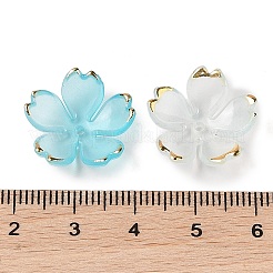 アクリルビーズキャップ  5  - 花びらの花  シアン  17.5x18x5mm  穴：1.2mm&nbsp;X-OACR-H119-01C