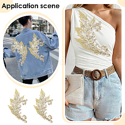 Gold and Silver Thread Silk Embroidered Sequins&nbsp;DIY-WH0816-144A