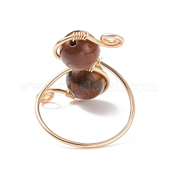 Round Gemstone Braided Open Cuff Ring&nbsp;RJEW-JR00491
