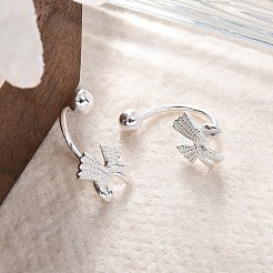 S999 ファインシルバースタッドピアス  蝶結び  銀  14.5x7.5mm&nbsp;EJEW-F356-03S