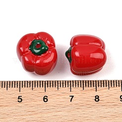 不透明な樹脂製の模造植物ビーズ  ピーマン  レッド  15.5x16.5x15.5mm  穴：2mm&nbsp;RE-CBAC4C7-01B
