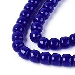 ジェイド風ガラスビーズ連売り  コラム  ダークブルー  9.5~10x8mm  穴：1~1.2mm  約45~49個/連  14.17~16.14インチ（36~41cm）&nbsp;GLAA-Q106-02A-A04