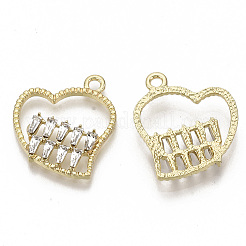 合金ペンダント  クリアガラスと  ハート  ライトゴールド  22x20.5x3mm  穴：2mm&nbsp;PALLOY-R116-12