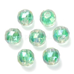 UVメッキ透明アクリルヨーロピアンビーズ  大穴ビーズ  ラウンド  春の緑  13.5x13mm  穴：4mm&nbsp;OACR-F004-03A