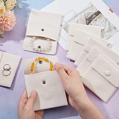 スクエアベルベットジュエリーバッグ  スナップファスナー付き  パパイヤホイップ  10x10x1cm&nbsp;TP-NB0001-41B-04