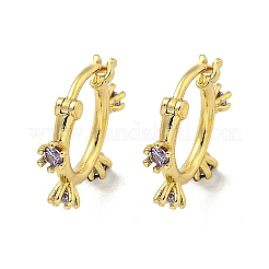 ブラスマイクロパヴェキュービックジルコニアフープピアス  18KGP本金メッキ  ミックスカラー  13.5x3mm&nbsp;EJEW-C088-30G