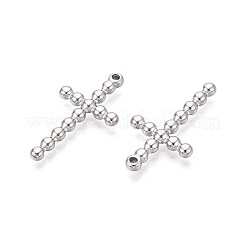 304ステンレススチール製宗教用クロスペンダント  変色しない  ステンレス鋼色  33x18x3mm  穴：1.6mm&nbsp;STAS-T067-34P