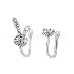 Rabbit Heart Brass Micro Pave Clear Cubic Zirconia Clip on Nose Rings&nbsp;FS-WGAE293-03