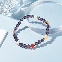 Chakra Theme Natural Mixed Stone Round Beads Stretch Bracelet&nbsp;BJEW-JB07248
