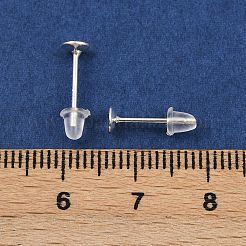 925 Sterling Silver Stud Earring Findings&nbsp;STER-K183-15S-4mm