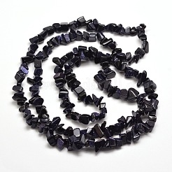 合成ブルーゴールドストーンチッ​​プビーズ連売り  5~8x5~8mm  穴：1mm  約31.5インチ&nbsp;G-M205-41