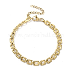 304 Stainless Steel Square Link Chain Bracelets for Women&nbsp;BJEW-F488-21G-02