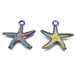 合金ペンダント  カドミウムフリー＆ニッケルフリー＆鉛フリー  ヒトデ  虹色  24.5x25x2mm  穴：2mm&nbsp;PALLOY-N163-030-NR