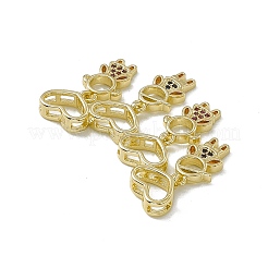 Rack Plating Brass Micro Pave Cubic Zirconia Slide Charms&nbsp;ZIRC-F130-09G