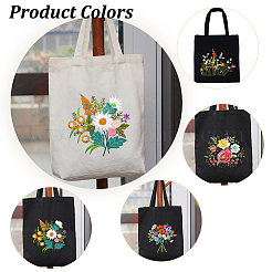 DIY Flower Pattern Tote Bag Embroidery Making Kit&nbsp;DIY-WH0349-21A