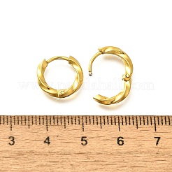 女性用304ステンレスフープピアス  イオンプレーティング（ip）  ツイストリング  14KGP本金メッキ  13x2.5mm&nbsp;EJEW-M068-14G-05
