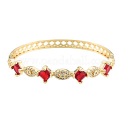 Cubic Zirconia Rhombus & Horse Eye Hinged Bangle&nbsp;BJEW-N012-046