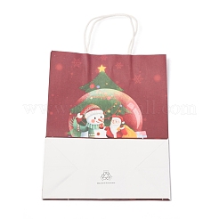 クリスマステーマクラフト紙袋  ハンドル付き  ギフトバッグやショッピングバッグ用  クリスマステーマの模様  35cm&nbsp;ABAG-H104-D05