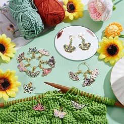 16Pcs 8 Styles Alloy Enamel Pendant Locking Stitch Markers&nbsp;HJEW-WH00165