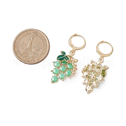 グレープ合金エナメルフレンチフックピアス  ゴールドカラー  アクアマリン  43x18mm&nbsp;EJEW-JE06188