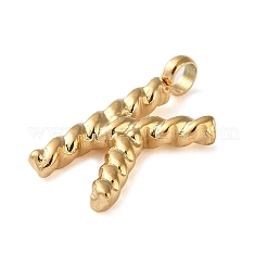 316サージカルステンレスペンダント＆チャーム  ゴールドカラー  文字k  14.5x7.5x2mm  穴：2mm&nbsp;LS-STAS-D031-01K