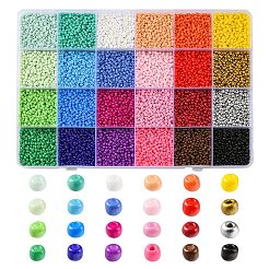 312g24色12/0ベーキングペイントガラスシードビーズ  ラウンド  ミックスカラー  2mm  穴：1mm  13 G /カラー&nbsp;SEED-YW0002-15