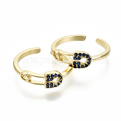 Brass Micro Pave Cubic Zirconia Cuff Rings&nbsp;RJEW-S045-024G-B-NR