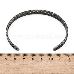 316サージカルステンレススチールカーブチェーンカフバングル  アンティークシルバー  1/4インチ（0.8cm）  内径：1-7/8x2-5/8インチ（4.9x6.8cm）&nbsp;BJEW-C125-01AS