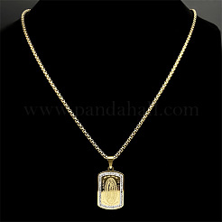 304 Stainless Steel Crystal Rhinestone Virgin Pendant Box Chain Necklaces for Men&nbsp;FS-WG2A4A4-02