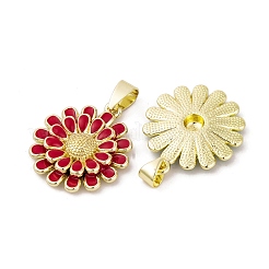 真鍮製エナメルペンダント  カドミウムフリー＆ニッケルフリー＆鉛フリー  18KGP本金メッキ  花のチャーム  ミックスカラー  24x20x4mm  穴：5x3.5mm&nbsp;KK-E108-04G