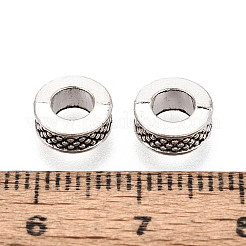 チベット風合金ヨーロピアンビーズ  ラウンド  大穴ビーズ  アンティークシルバー  8x4mm  穴：4mm&nbsp;TIBEB-T005-07S