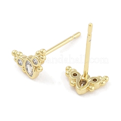 Brass Pave Clear Cubic Zirconia Stud Earring&nbsp;EJEW-S217-G10