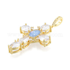 Brass Micro Pave Clear Cubic Zirconia Pendants&nbsp;KK-N227-108C