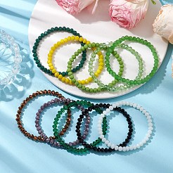 15Pcs 15 Colors Faceted Rondelle Imitation Jade Glass Beaded Stretch Bracelet Sets&nbsp;BJEW-JB10791