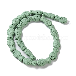 魚で染めた天然の溶岩石ビーズ連売り  ダークシーグリーン  21.5x12x6mm  穴：1.6mm  約19個/連  16.14''（41センチメートル）&nbsp;G-O126-01A-06