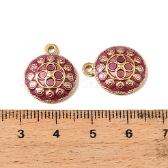 304ステンレススチールエナメルペンダント  花付きフラットラウンド  18KGP本金メッキ  イオンプレーティング（ip）  レッド  18.5x15x3.5mm  穴：1.6mm&nbsp;STAS-I371-13G-01