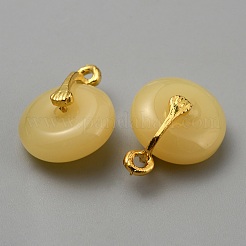 ガラスチャーム  合金パーツ  ドーナツ/円盤チャーム  小麦  16.5x12x7.5mm  穴：1.5mm&nbsp;GLAA-TAC0001-21B