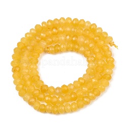 染め天然マレーシアジェイド翡翠ロンデルビーズ連売り  多面カット  ゴールデンロッド  4x2~3mm  穴：1mm  約115個/連  14インチ&nbsp;X-G-E316-2x4mm-30