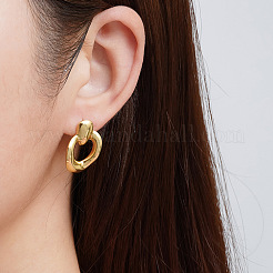ステンレス製のスタッドのピアス  オーバル  ゴールドカラー  25.5x16.6mm&nbsp;PW-WGF1870-01