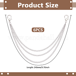 6Pcs Tri-Layers 304 Stainless Steel Boot Strap Chains&nbsp;HJEW-UN00111