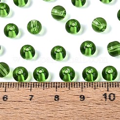 FGB透明ガラスシードビーズ  ラウンド  丸い穴  グリーン  6~6.5mm  穴：1.2~1.5mm  約1600個/ポンド&nbsp;SEED-N013-01B-10