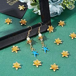 3D真鍮ビーズキャップ  花  マルチ花弁  ゴールドカラー  16x6.5mm  穴：0.8mm&nbsp;KK-FH0002-69B